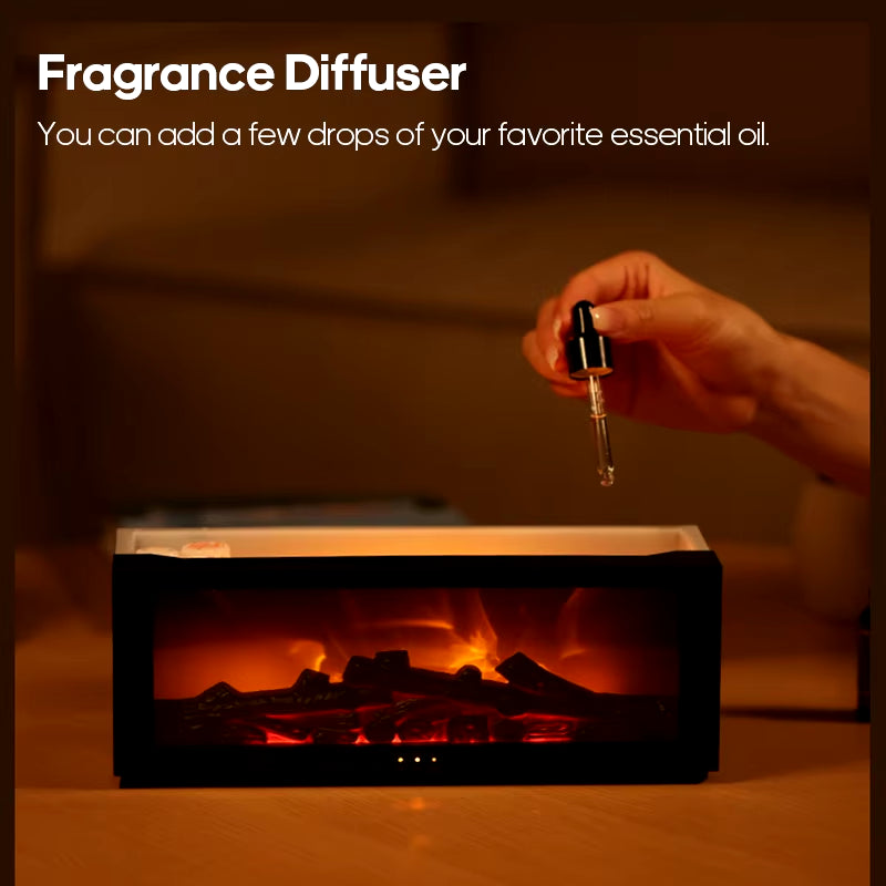 Creative Fireplace Air Humidifier Waterless Auto-Off Aroma Essential Oil Diffuser with LED Light & Remote Control for Home Gift